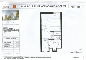 studio à la vente -   91300  MASSY, surface 21 m2 vente studio - UBI430589093